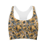 Vintage Sunflower Pattern Print Women's Sports Bra