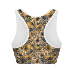 Vintage Sunflower Pattern Print Women's Sports Bra