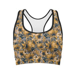 Vintage Sunflower Pattern Print Women's Sports Bra