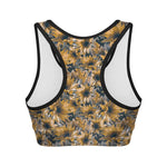 Vintage Sunflower Pattern Print Women's Sports Bra