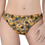 Vintage Sunflower Pattern Print Women's Thong