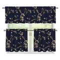 Vintage Sweet Pea Pattern Print 3 Piece Kitchen Curtains