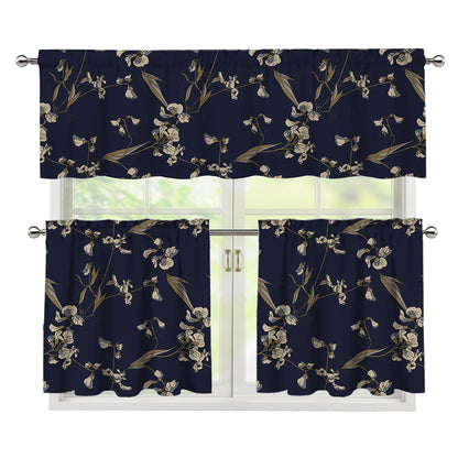 Vintage Sweet Pea Pattern Print 3 Piece Kitchen Curtains