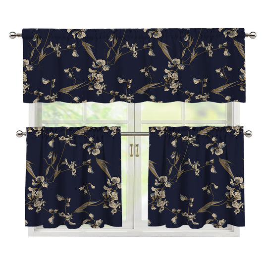 Vintage Sweet Pea Pattern Print 3 Piece Kitchen Curtains