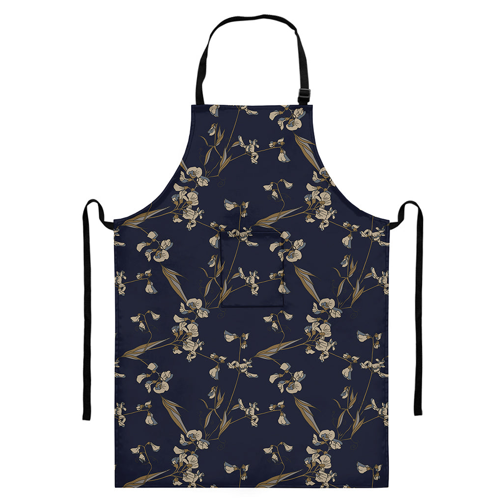 Vintage Sweet Pea Pattern Print Bib Apron With Pocket