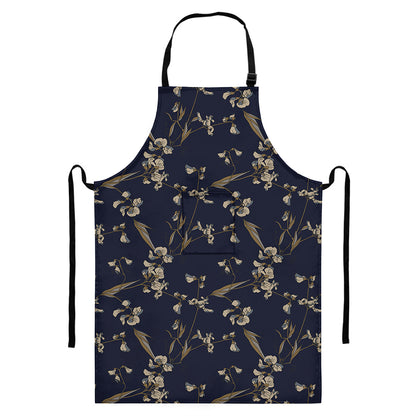 Vintage Sweet Pea Pattern Print Bib Apron With Pocket