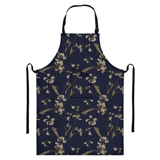 Vintage Sweet Pea Pattern Print Bib Apron With Pocket