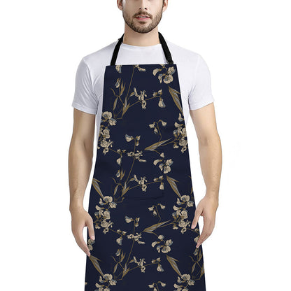 Vintage Sweet Pea Pattern Print Bib Apron With Pocket