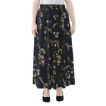 Vintage Sweet Pea Pattern Print Chiffon Maxi Skirt