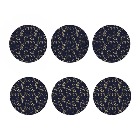 Vintage Sweet Pea Pattern Print Coaster Set