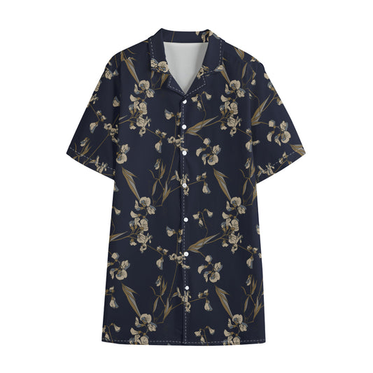 Vintage Sweet Pea Pattern Print Cotton Hawaiian Shirt