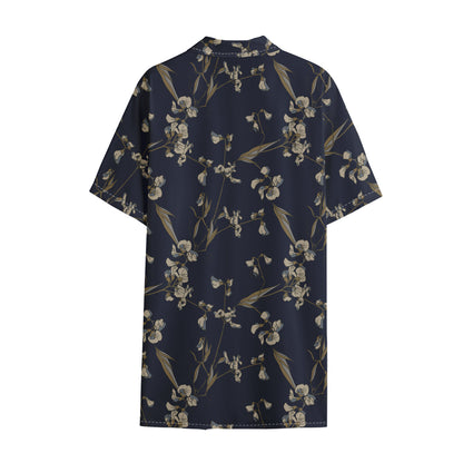 Vintage Sweet Pea Pattern Print Cotton Hawaiian Shirt