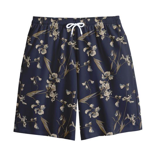 Vintage Sweet Pea Pattern Print Cotton Shorts