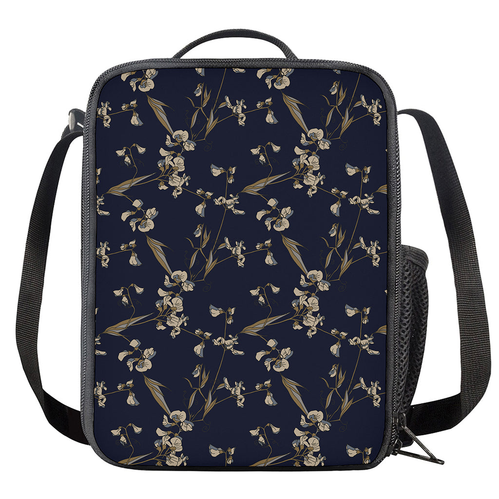 Vintage Sweet Pea Pattern Print Crossbody Lunch Bag
