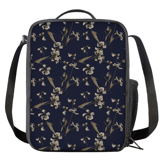 Vintage Sweet Pea Pattern Print Crossbody Lunch Bag