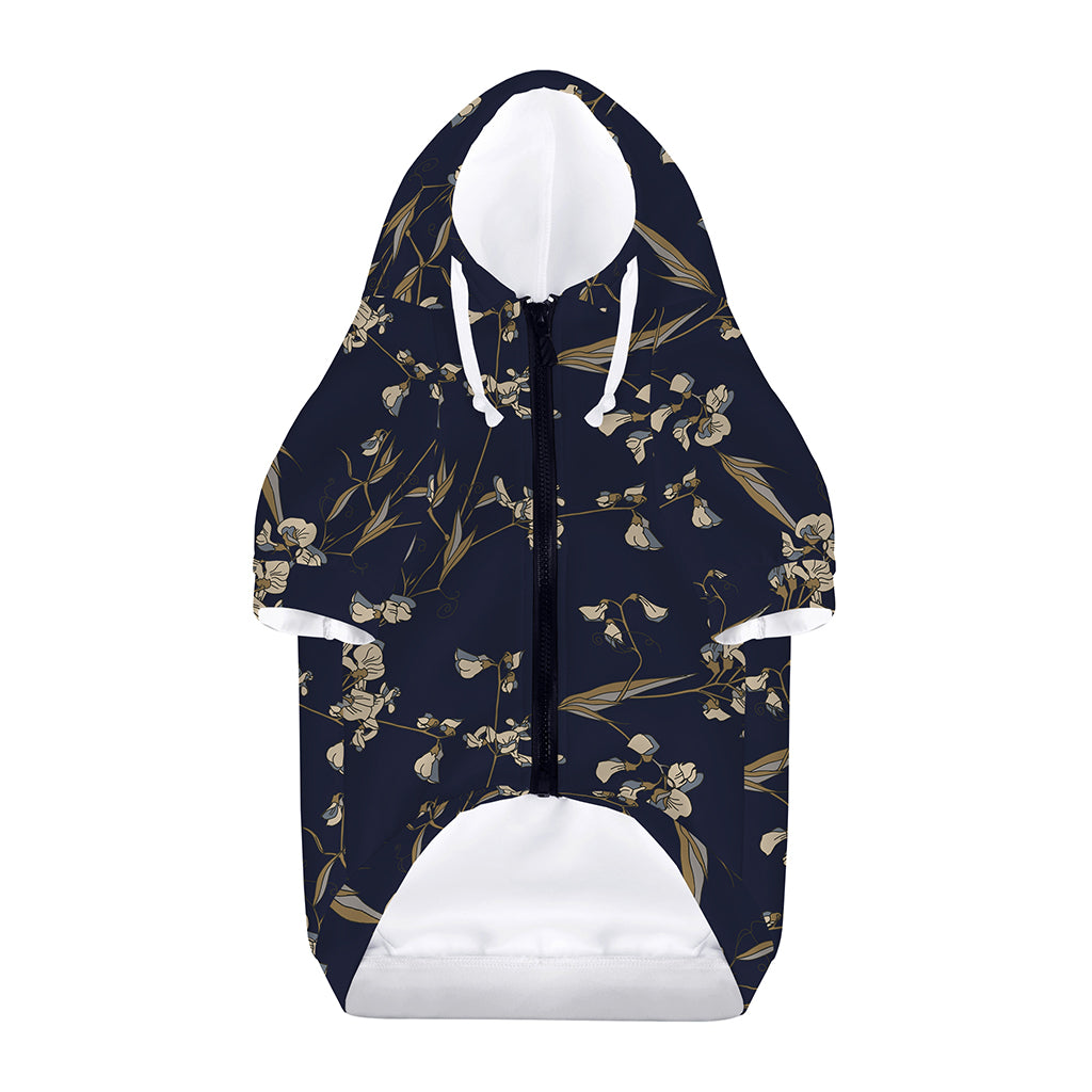 Vintage Sweet Pea Pattern Print Dog Zip Up Hoodie