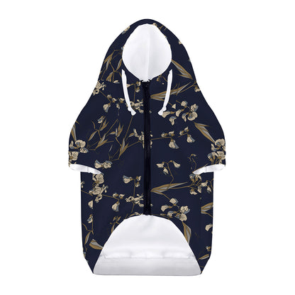 Vintage Sweet Pea Pattern Print Dog Zip Up Hoodie