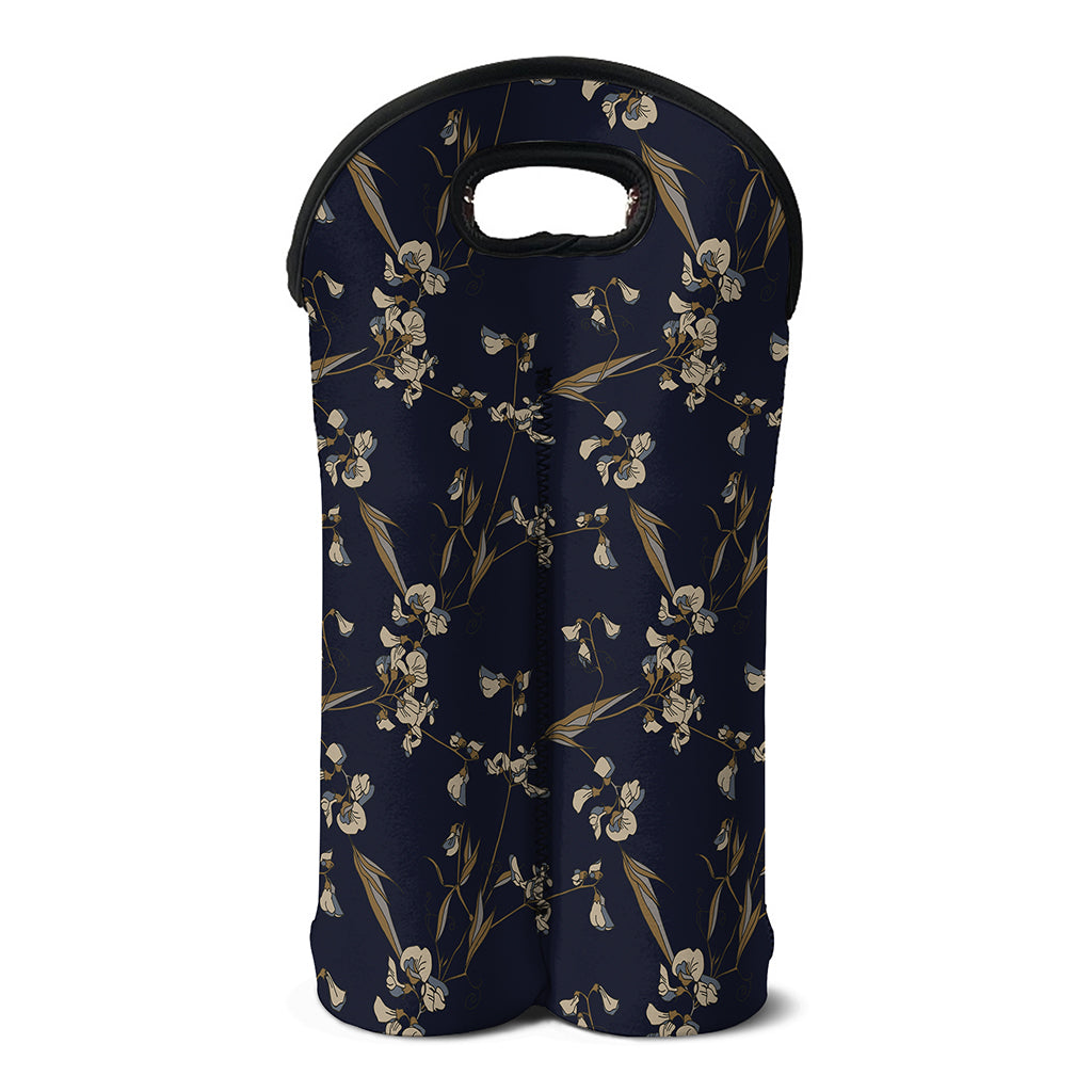 Vintage Sweet Pea Pattern Print Double Neoprene Wine Tote