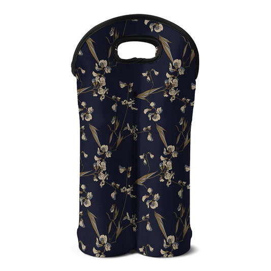 Vintage Sweet Pea Pattern Print Double Neoprene Wine Tote