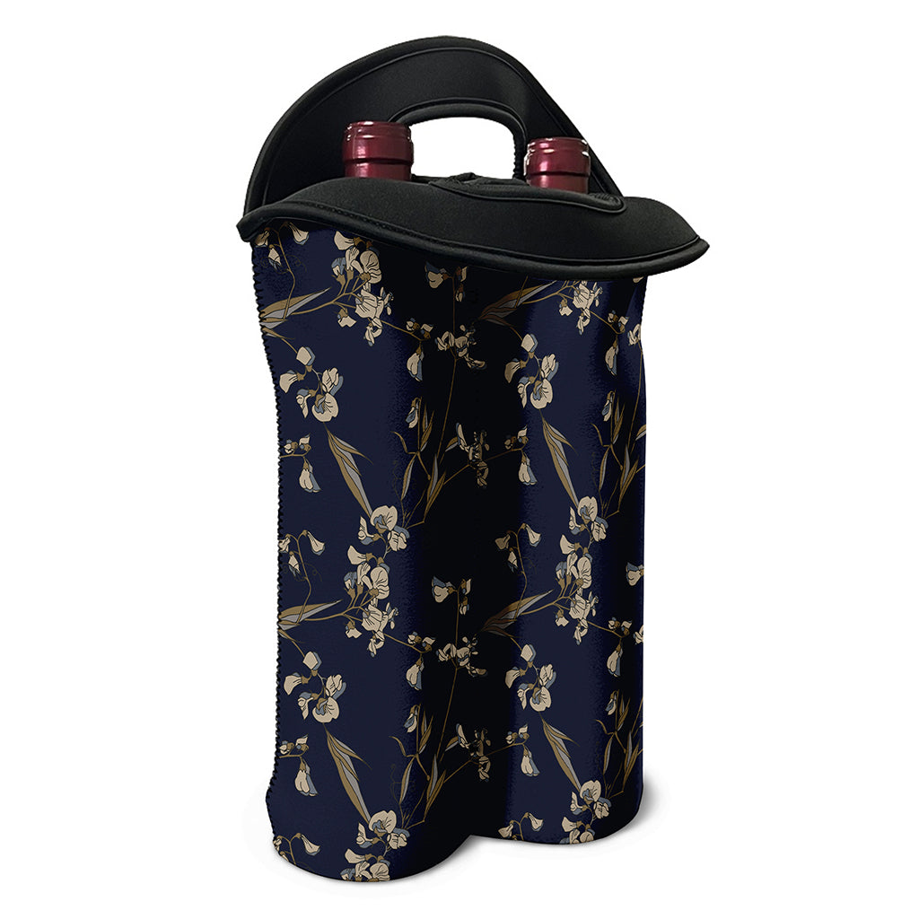 Vintage Sweet Pea Pattern Print Double Neoprene Wine Tote