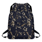 Vintage Sweet Pea Pattern Print Drawstring Backpack