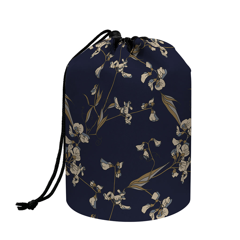 Vintage Sweet Pea Pattern Print Drawstring Makeup Bag