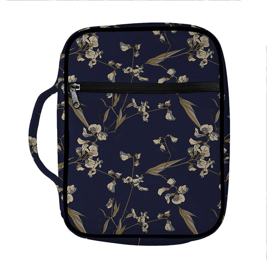 Vintage Sweet Pea Pattern Print Front Pocket Bible Bag