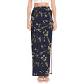 Vintage Sweet Pea Pattern Print High Slit Maxi Skirt