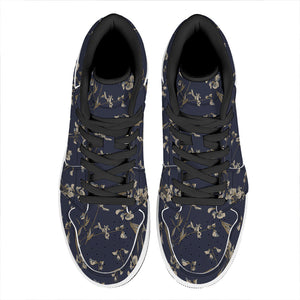 Vintage Sweet Pea Pattern Print High Top Leather Sneakers