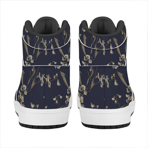 Vintage Sweet Pea Pattern Print High Top Leather Sneakers