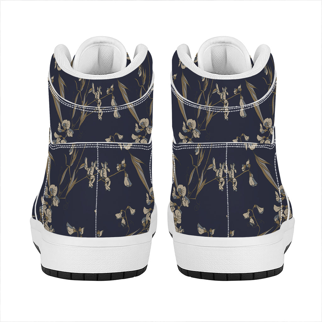 Vintage Sweet Pea Pattern Print High Top Leather Sneakers