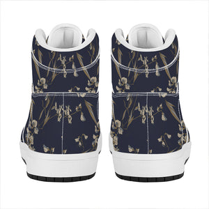 Vintage Sweet Pea Pattern Print High Top Leather Sneakers