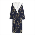 Vintage Sweet Pea Pattern Print Hooded Bathrobe