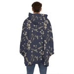 Vintage Sweet Pea Pattern Print Hoodie Blanket