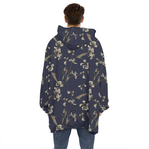 Vintage Sweet Pea Pattern Print Hoodie Blanket