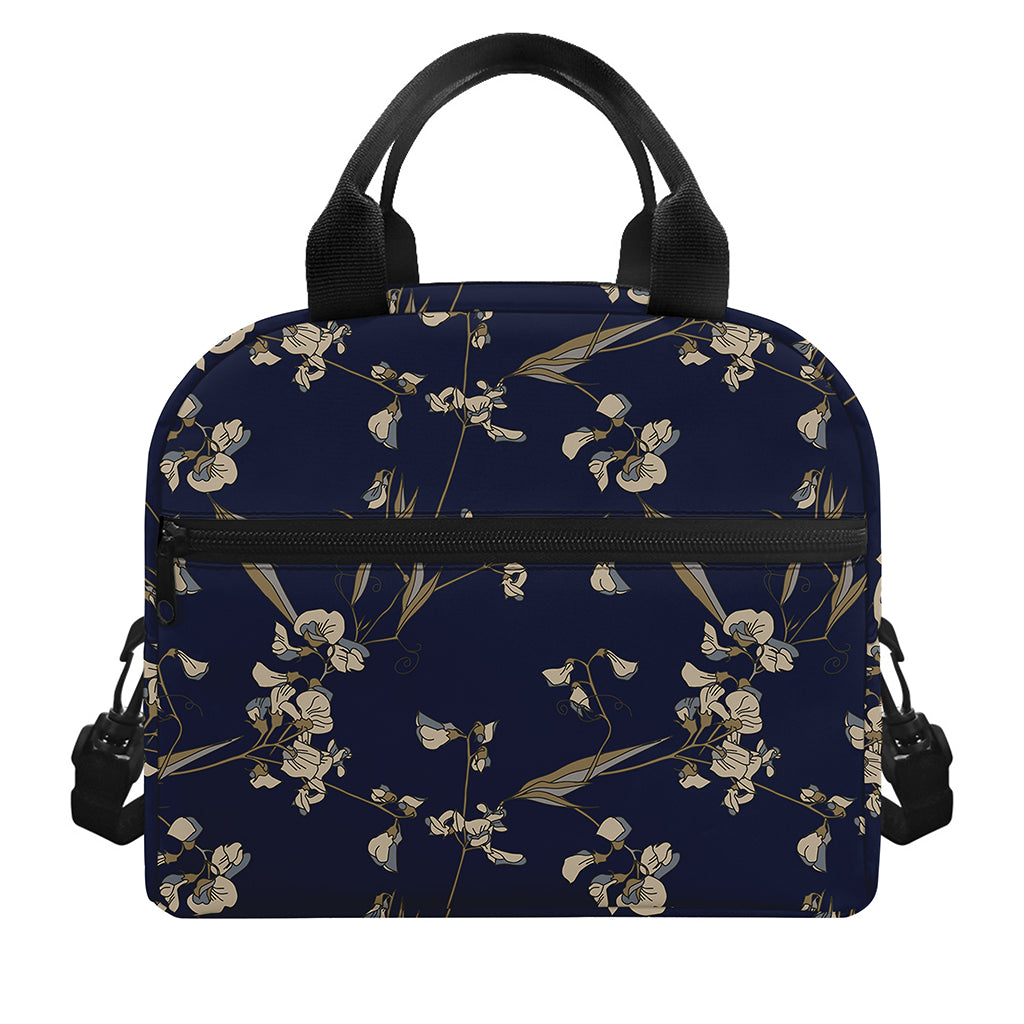 Vintage Sweet Pea Pattern Print Insulated Lunch Bag