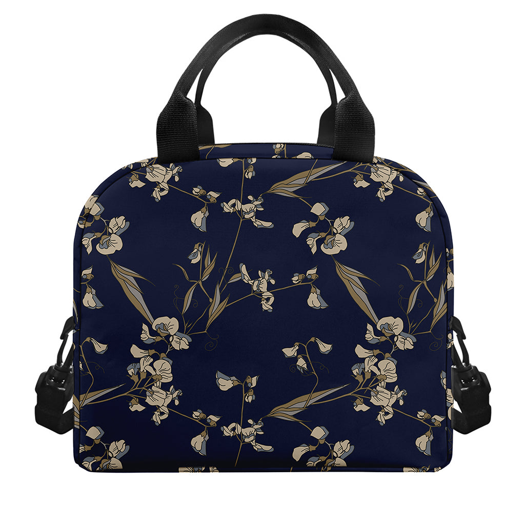 Vintage Sweet Pea Pattern Print Insulated Lunch Bag
