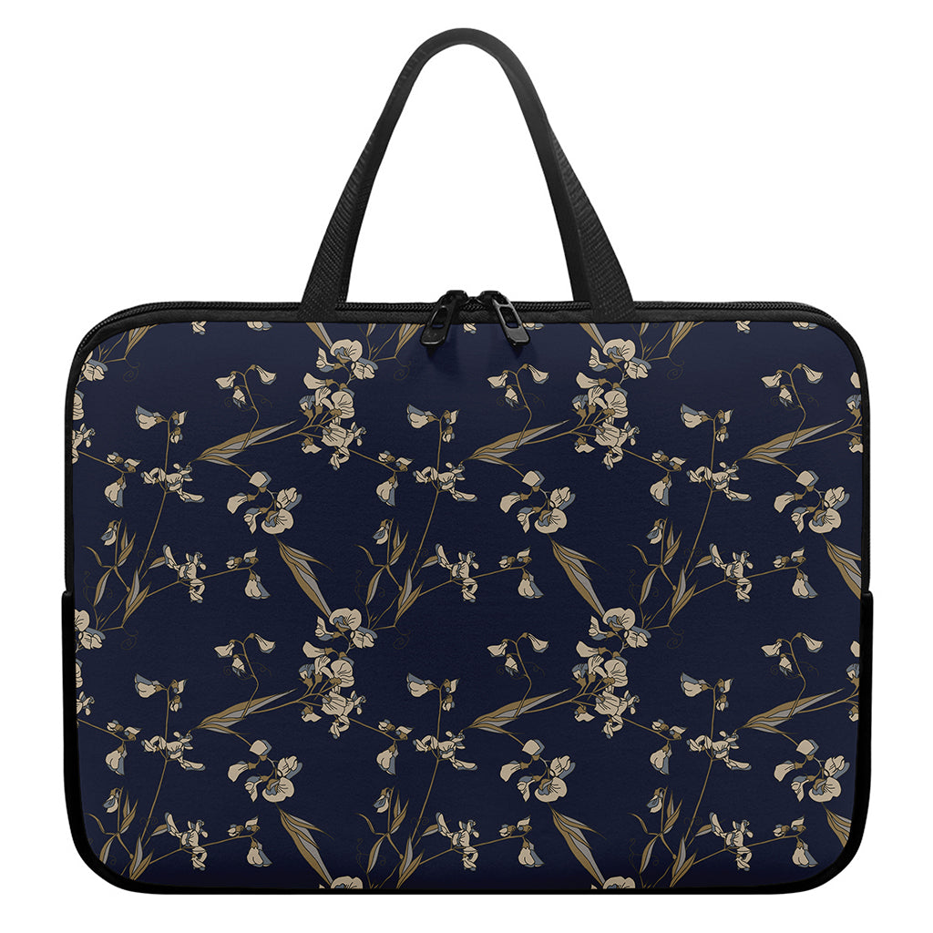 Vintage Sweet Pea Pattern Print Laptop Sleeve With Handle