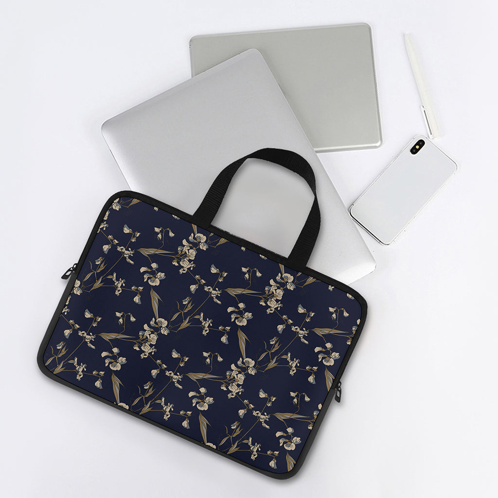 Vintage Sweet Pea Pattern Print Laptop Sleeve With Handle