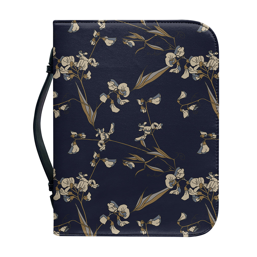 Vintage Sweet Pea Pattern Print Leather Bible Cover