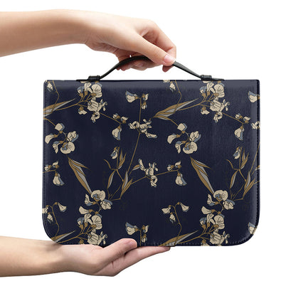 Vintage Sweet Pea Pattern Print Leather Bible Cover