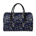 Vintage Sweet Pea Pattern Print Leather Duffel Bag