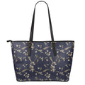 Vintage Sweet Pea Pattern Print Leather Tote Bag With Zipper