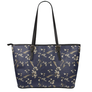 Vintage Sweet Pea Pattern Print Leather Tote Bag