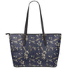 Vintage Sweet Pea Pattern Print Leather Tote Bag