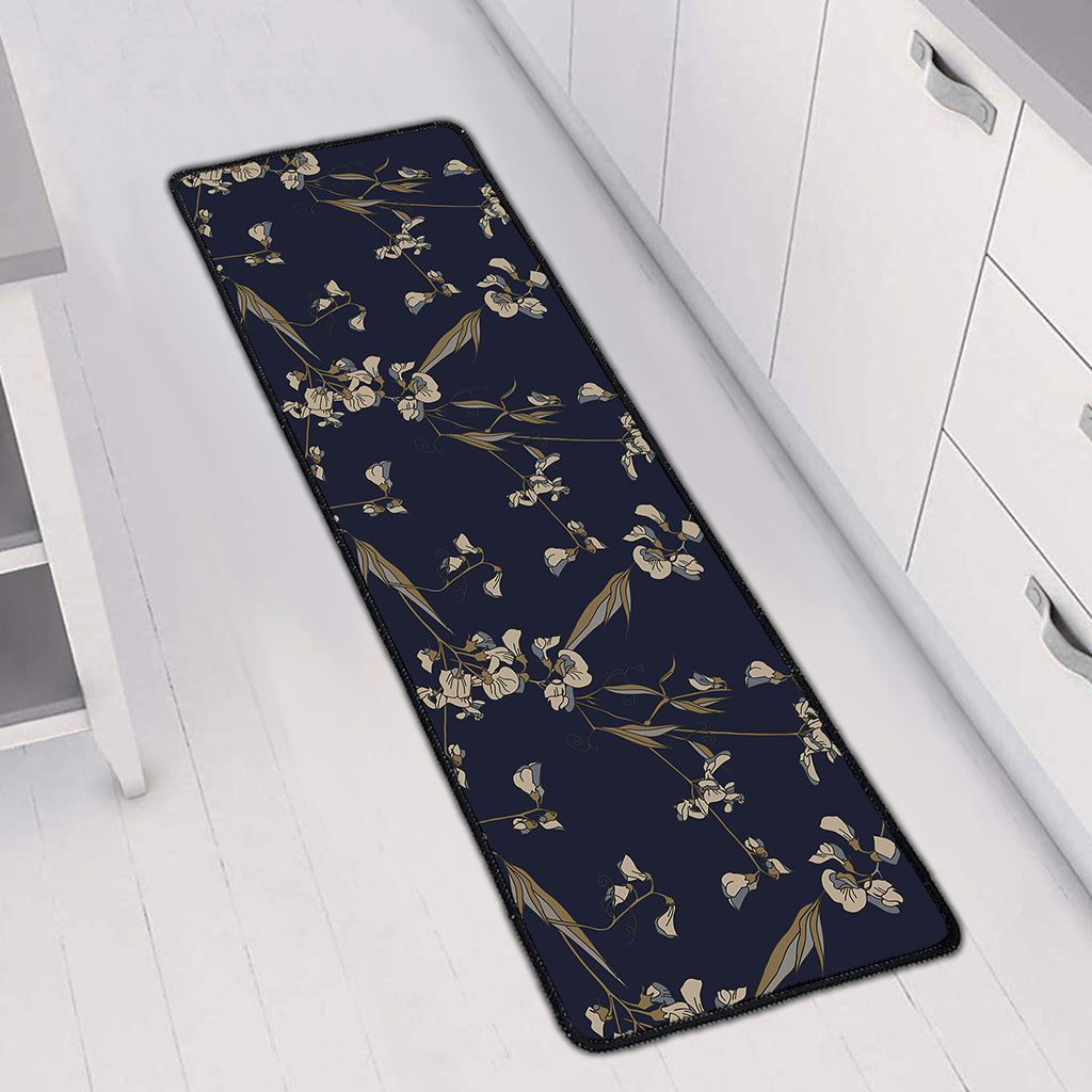 Vintage Sweet Pea Pattern Print Long Kitchen Mat