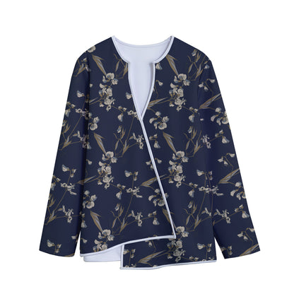Vintage Sweet Pea Pattern Print Long Sleeve Short Coat