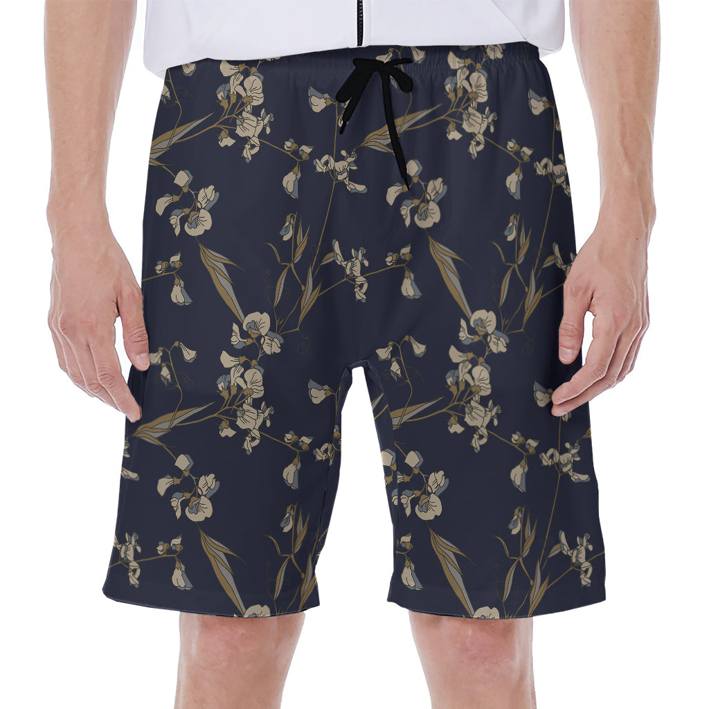 Vintage Sweet Pea Pattern Print Men's Beach Shorts