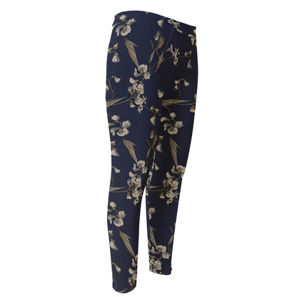 Vintage Sweet Pea Pattern Print Men's Compression Pants