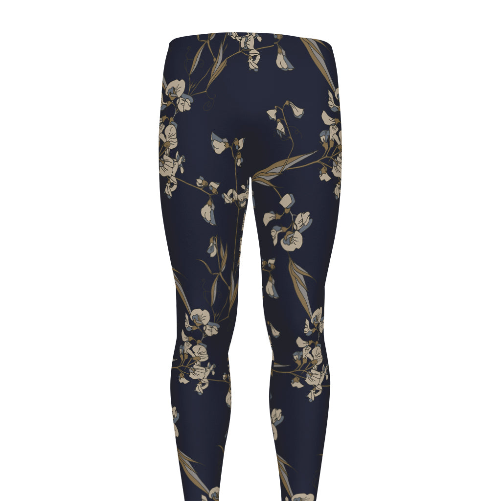 Vintage Sweet Pea Pattern Print Men's leggings